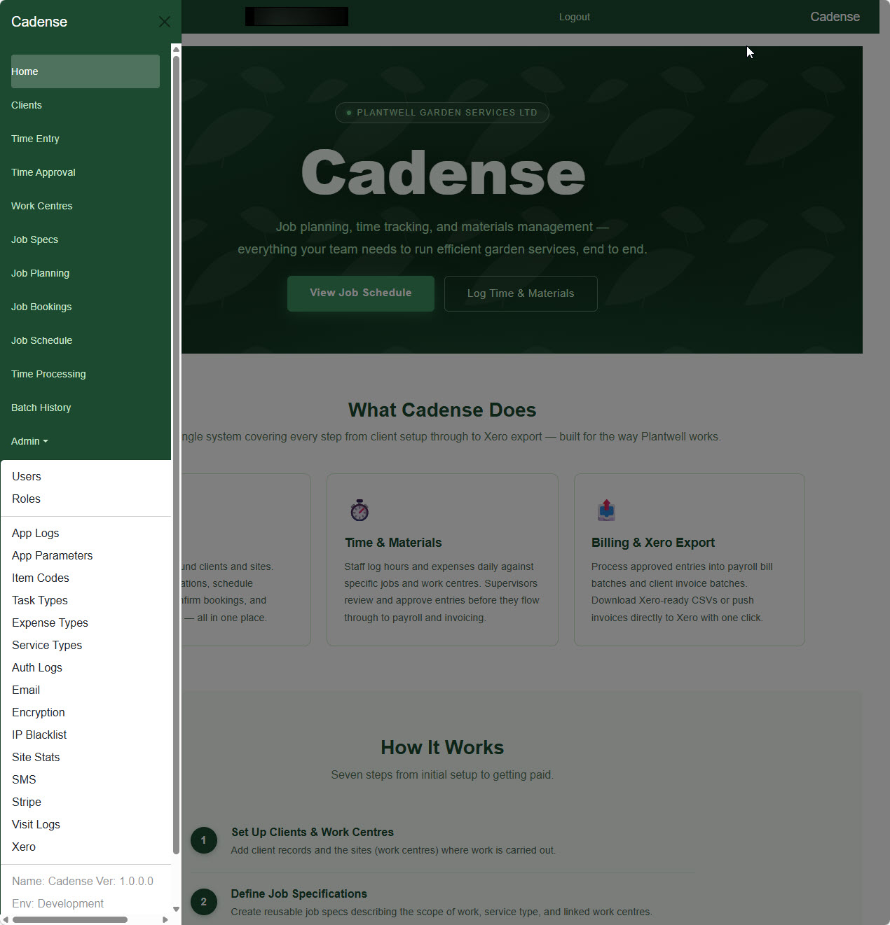 Cadense application screenshot